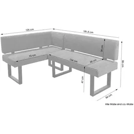 byLIVING Eckbank Vancouver/Vintage Mikrofaser anthrazit/Metall Gestell schwarz ¦ Maße cm B: 181,5, H 86