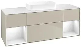 Villeroy und Boch Finion Waschtischunterschrank F741GFHH 160x60,3x50,1cm, Regale Glossy white lacquer, Sand Matt Lacquer