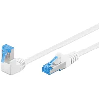 goobay 51564 CAT 6A Patchkabel, Highspeed, 90 Grad Stecker, Netzwerkkabel, Ethernet, PlayStation, Xbox, DSL, PimF, RJ45 Stecker, Weiß, 1 m