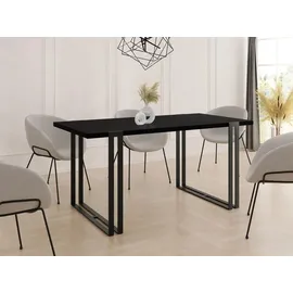 egen micha kliszczun Ausziehbarer Esstisch - Großer Tisch im Loft-Stil mit Schwarze Metallbeinen 160 bis 260 cm - Industrietisch für das Wohnzimmer - Spacesaver - Sch... - Schwarz