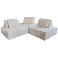 KAWOLA Modulsofa WIOLO SOFT 3 Module 3 Rückenkissen Weicher Breitcord cremeweiß