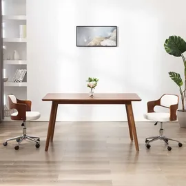vidaXL Drehbarer Bürostuhl Bugholz und Kunstleder Weiß
