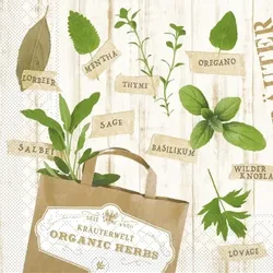 Mank Serviette aus Tissue - Kräuter/Herbs, 40 x 40 cm, 100 Stück - Garten Gartenkräuter Thymian Salbei Minze