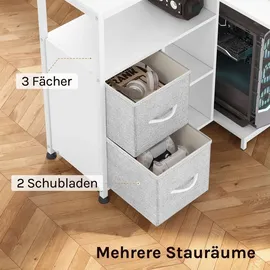 Woltu Schreibtisch L-Form, Eckschreibtisch, mit Steckdosen USB-A, Metallrahmen, Weiß
