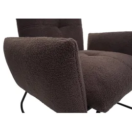 Mendler Lounge-Sessel HWC-K34 Bouclé 87 x 79 x 87 cm Braun mit Rollen