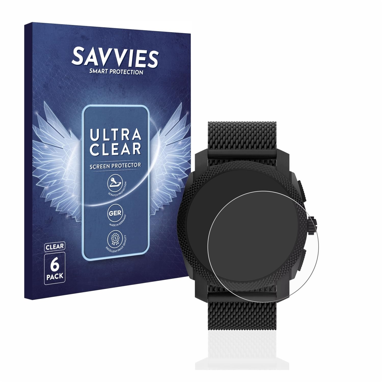 Savvies 6 Stück Schutzfolie für Fossil Machine Hybrid Gen 6 Displayschutz-Folie Ultra-Transparent
