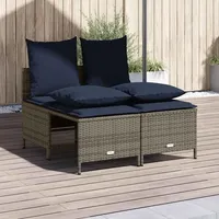 vidaXL Gartensofa-Set 4-tlg. grau Polyrattan