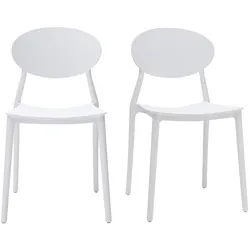 Chaises design empilables blanches intérieur - extérieur (lot de 2) ANNA