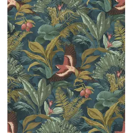 Rasch Textil Vliestapete Muster Dschungel 10,05 x 0,53 m 0 g Blau/Grün/Rot 639216