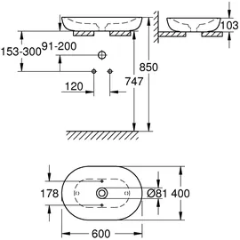Grohe Essence Aufsatzwaschtisch 60 x 40 cm (3960800H)
