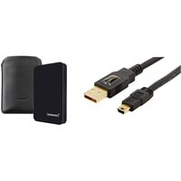 Intenso Memory Drive 1TB Externe Festplatte inkl. Tasche (6,4 cm (2,5 Zoll), 5400rpm, 8MB Cache, USB 3.0) schwarz & Amazon Basics IFRI USB 2.0 A-Stecker auf Mini-B-Stecker (0,9 Meter),Schwarz