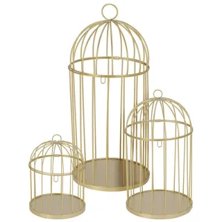 Onshop24.eu Deko Vogelkäfige 3er Set Schwarz/Gold