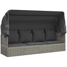 vidaXL Outdoor-Loungebett mit Dach und Kissen grau