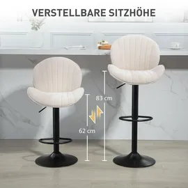 Homcom Barhocker 2er Set Höhenverstellbar Drehbar Tresenhocker mit Chenille-Optik, Beige