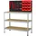 ar shelving Werkstattregal inkl. Werkzeugwand & Kästen Stahl 132 x 104 cm 3 Holzböden 900 kg