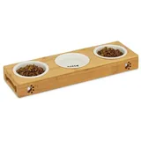 Relaxdays Futterstation Hunde/Katzen braun 44,5 x 14,0 x 5,5 cm, 1 St.