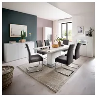 Lomadox Esszimmer-Set ALIA-05, (Spar-Set, 4-St), weiß matt modern montiert
