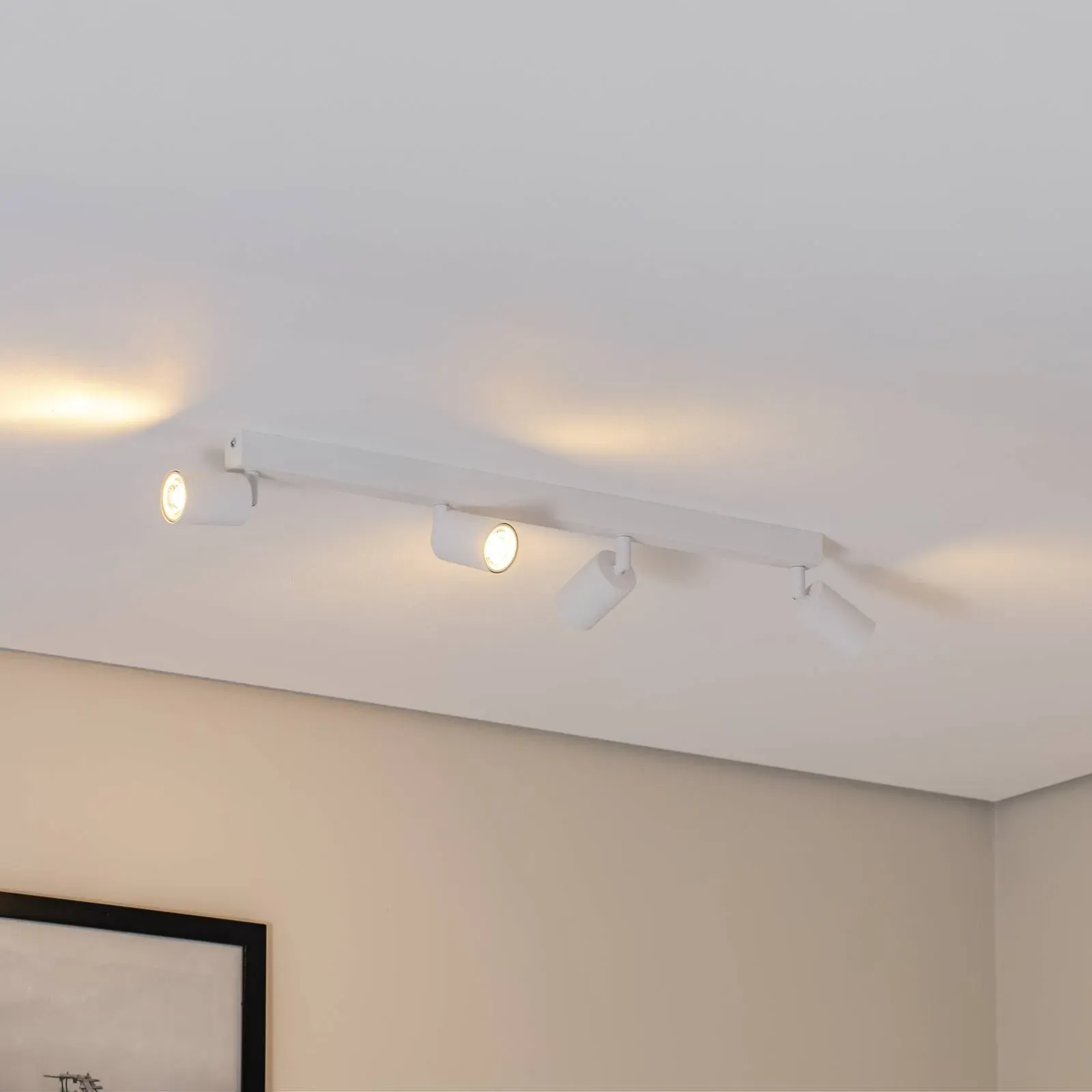 Deckenstrahler Top, weiß, 83 cm, 4-flg., Metall, GU10 Top TK Lighting, dimmbar, weiß / opal, für Wohn- / Esszimmer, Metall, Modern, Strahler - 83 cm - 18 cm - 15 cm