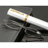 PACIEA Lesebrille Damen Herren Anti Blaulicht Ultraleicht Rechteckig Schmal silberfarben 3.5