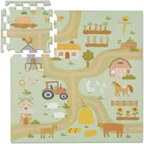 Relaxdays Puzzlematte, 21-TLG. Baby Spielmatte, Bauernhof-Motiv, Tiere, schadstofffreier Schaumstoff, Kindermatte, bunt