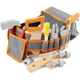 woet Woet® Orange Werkzeuggürtel Set für Kinder - Rollenspiel Handwerker - Mit Holzwerkzeug - Ab 3 Jahren