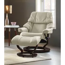 Stressless Stressless® Relaxsessel »Reno«, (Set, Relaxsessel mit Hocker), mit Hocker, mit Classic Base, Größe S, M & L, Gestell Braun beige