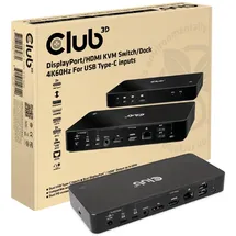 Club 3D KVM Switch/Dock DisplayPort/HDMI 4K60Hz für 2 USB Typ-C Eingänge
