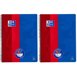 Oxford Collegeblock DUO A4 kariert/ liniert blau/rot