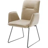 DeLife Esszimmerstuhl Vinja-Flex Mikrofaser Beige Vintage Kufengestell Schwarz