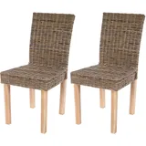 MCW 2er-Set Esszimmerstuhl Korbstuhl Stuhl Küchenstuhl Littau, Kubu-Rattan