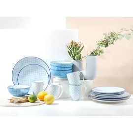 CreaTable Kombiservice Mediterran 16-tlg. blau/Traditionell keramische Motive