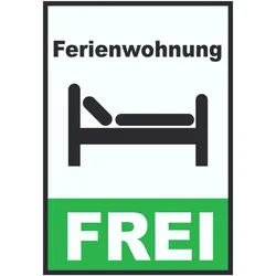 Ferienwohnung frei Hochkant Schild A6 Rückseite selbstklebend