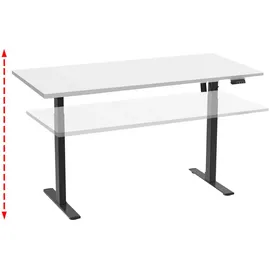 VCM my office Lona elektrisch höhenverstellbarer Schreibtisch weiß rechteckig, T-Fuß-Gestell schwarz 110,0 x 80,0 cm