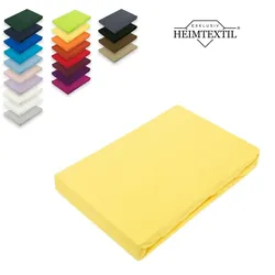 EXKLUSIV HEIMTEXTIL Jersey Spannbettlaken Spannbetttuch Bettlaken Marke Rundumgummizug 180 - 200 x 200 cm Gelb