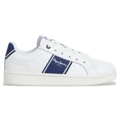Pepe Jeans für Jungen. PBS000002 Spieler College Leder Turnschuhe weiß (35), Wohnung, Schnürsenkel, Lässig, Kinderbekleidung