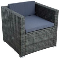 Polyrattan Loungesessel Gartensessel Rattan Sessel Gartenstuhl Anthrazit-Grau