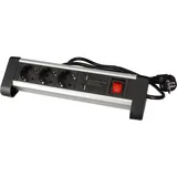 Perel Steckdosenleiste 1,4 m Schwarz/Grau 3 St.