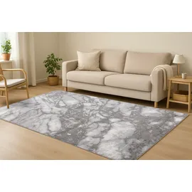 Kayoom Mineral Kurzflorteppich 80 x 300 cm Silber