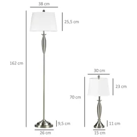 Homcom 3-teiliges Leuchten-Set Silber/Weiß 2 St.