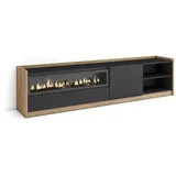 SKRAUT HOME Lowboard 207x50x37 cm Schwarz Eiche Holzwerkstoff