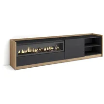 SKRAUT HOME Lowboard 207x50x37 cm Schwarz Eiche Holzwerkstoff