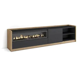 SKRAUT HOME Lowboard 207x50x37 cm Schwarz Eiche Holzwerkstoff