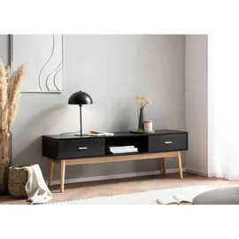 KADIMA DESIGN Lowboard Schwarz mit Eiche-Dekor 150x50x40 cm TV-Kommode Modern, & Gr.: onesize