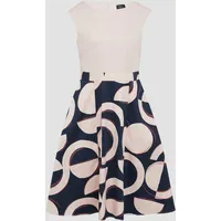S.Oliver BLACK LABEL Ausgestelltes Etuikleid aus Baumwollmix Damen, blau,