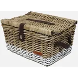 Picknickkorb grau mit weißem Rand und Deckel beige|WEISS 44L