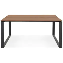 Kadima Design Computertisch 160x160 cm  Quadratisch Teamarbeit Homeoffice  Geräumig Modern  Braun-Schwarz  Schreibtisch