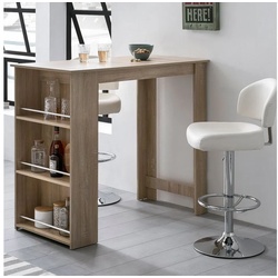 FINEBUY Bartisch SuVa13573_1 (Sonoma 120 x 107,5 x 60 cm, Stehtisch Spanplatte), Bartisch mit Regal, Küchenbartisch Rechteckig grau