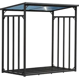 Quick Star Kaminholzregal Metall 185 x 100 x 185 cm Außen Schwarz/Transparent