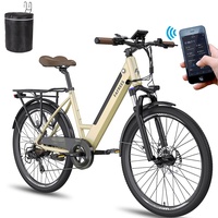 Fafrees F26 Pro [ Offiziell ] E Bike Herren Urban mit App 250W, Elektrofahrrad E-Bike Damen 26 Zoll Pedelec Mountainbike Citybike, 25km/h Shimano 7S Elektrisches Fahrrad Akku 36 V/14,5 Ah (Gold)
