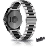 KUWAI Band für Garmin Venu/Venu 2 Plus Armband Rostfreier Stahl Klassisch Faltschließe Armband für Garmin Venu/Venu 2 Plus Armbänder Metall Ersatz Loop Band für Garmin Venu/Venu 2 Plus Armband (K)